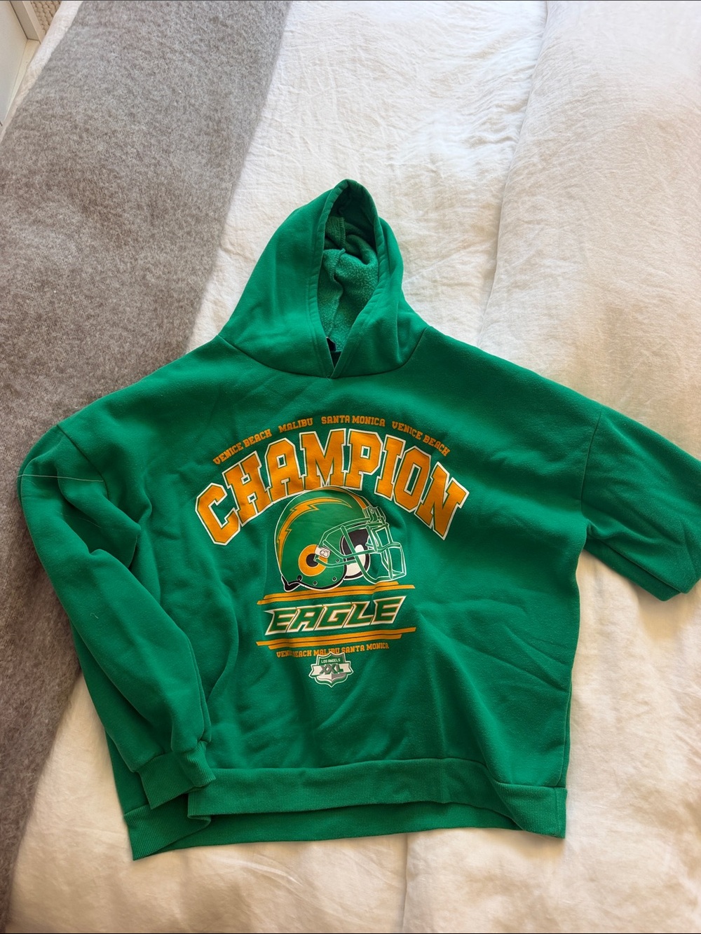Edikted Green Hoodie with Yellow Graphic